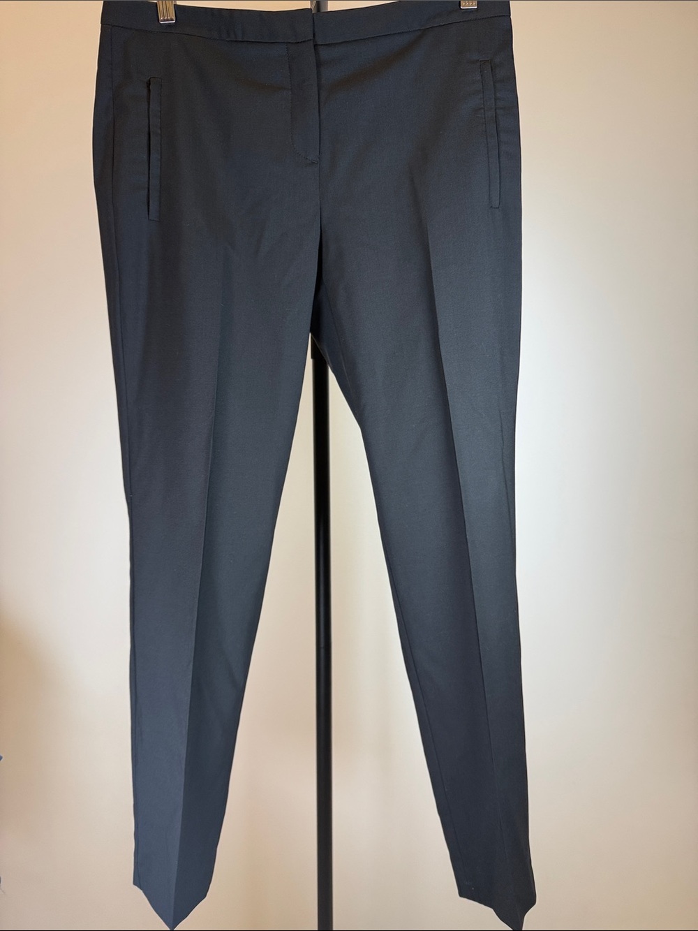 Theory Black Wool Tailored Zipper Pocket Slim Dress Pants Size 8 Made in USA